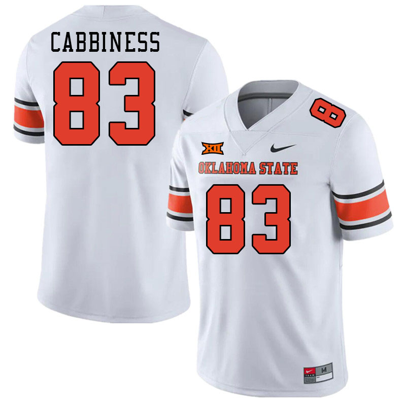 Men #83 Cale Cabbiness Oklahoma State Cowboys College Football Jerseys Stitched-White - Click Image to Close